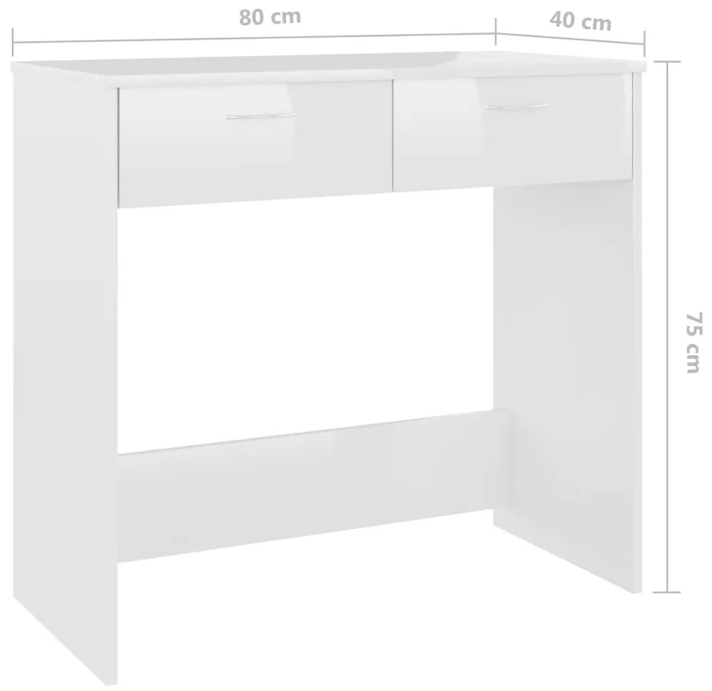 Secretária 80x40x75 cm contraplacado branco brilhante