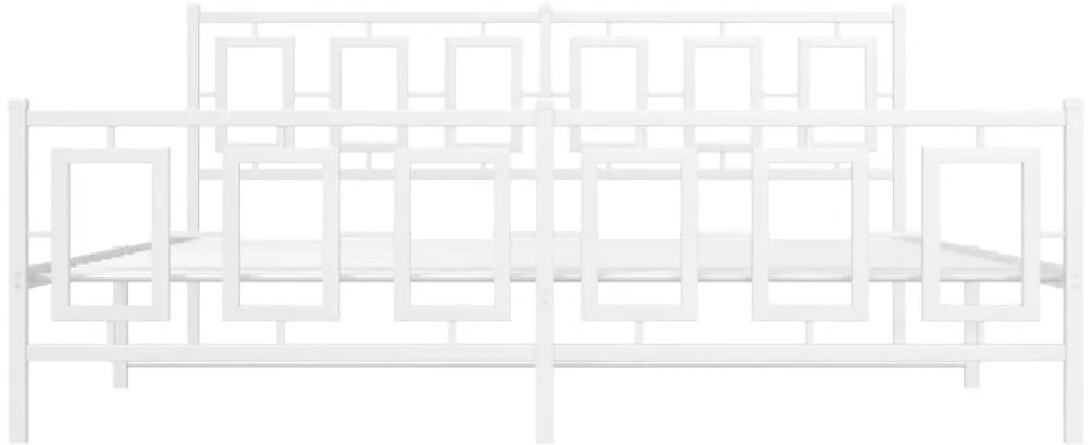 Estrutura de cama com cabeceira e pés 180x200 cm metal branco