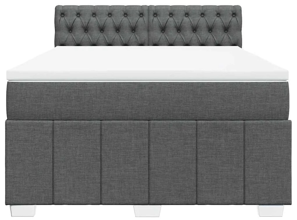 Cama com molas/colchão 140x190 cm tecido cinzento-escuro
