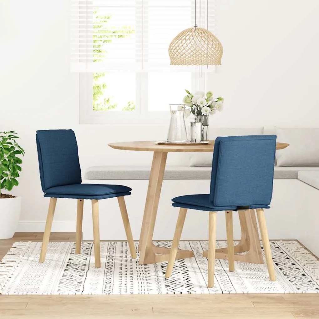 Cadeiras de jantar 2 pcs tecido azul