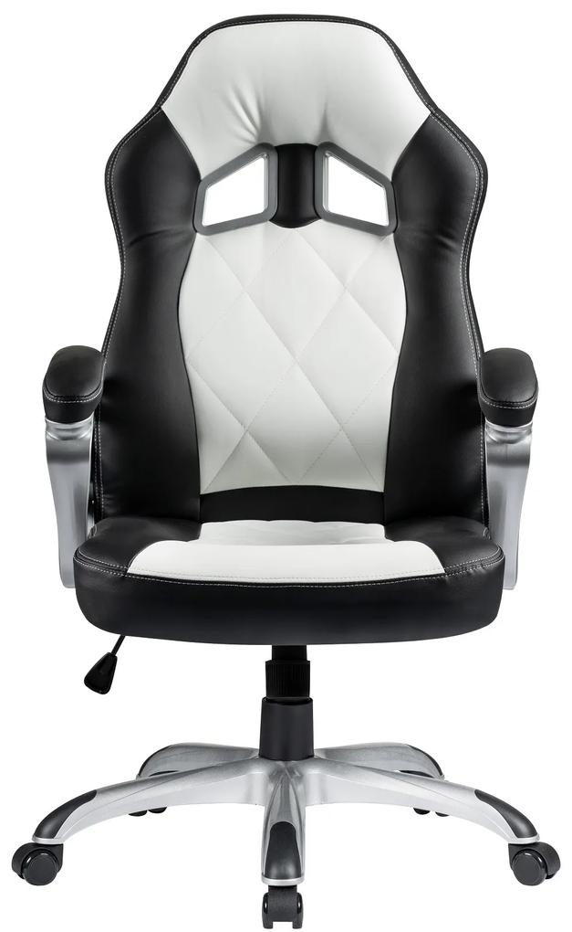 Cadeira de escritório PORTIMAO, gaming, pele sintética branca e preta