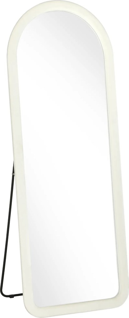 Espelho de Corpo Inteiro 160x60 cm com Moldura em Arco Aveludada, de Pé, Apoiado ou de Parede, Creme