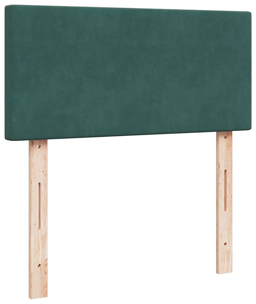 Cama com molas/colchão 100x200 cm veludo verde-escuro