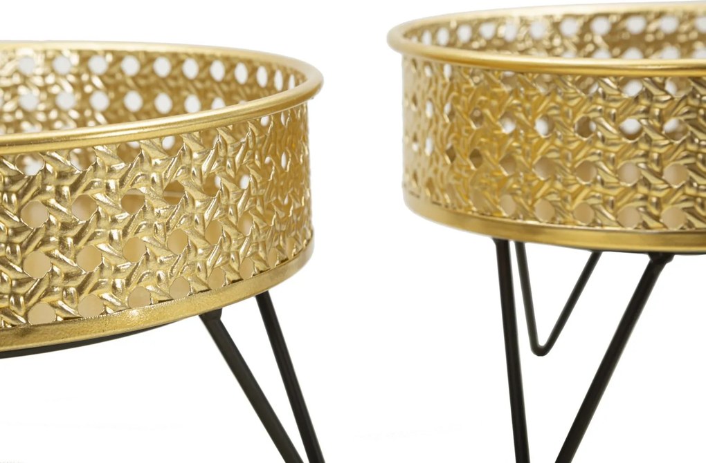 CONJUNTO DE 2 PORTA-VASOS BOSSY DOURADO E PRETO Ø 20,5X13-18X13 CM (PLANTAS NÃO INCLUIDAS)