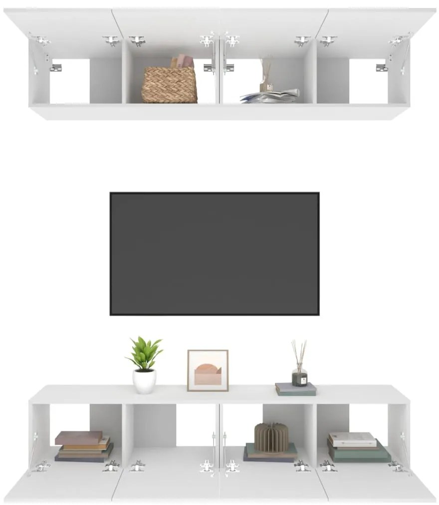 Móveis de TV 4 pcs 80x30x30 cm derivados de madeira branco