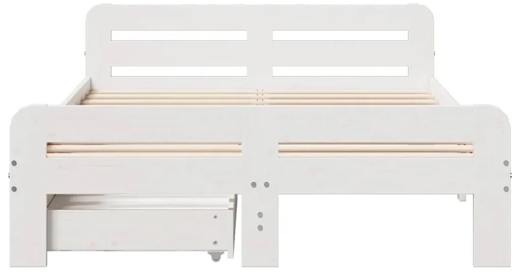Cama sem colchão 120x190 cm madeira de pinho maciça branco