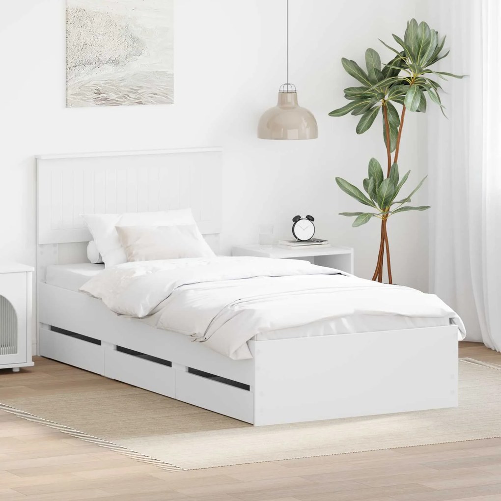 vidaXL Estrutura da Cama Branco 90 x 190 cm Madeira de Engenharia