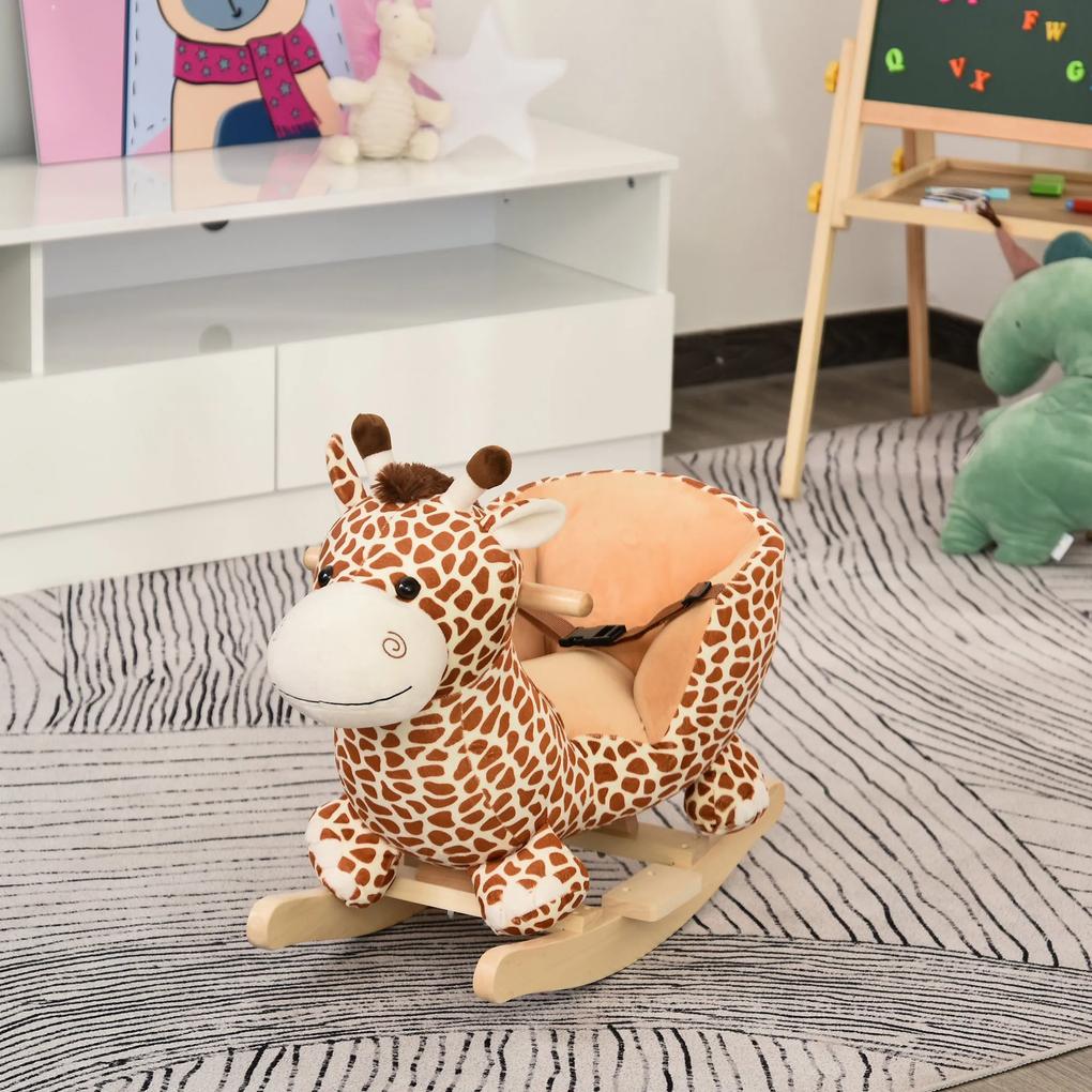 HomCom® Cavalito de Baloiço bebé +18 meses Cadeira de Baloiço de Girafa 60x33x45cm