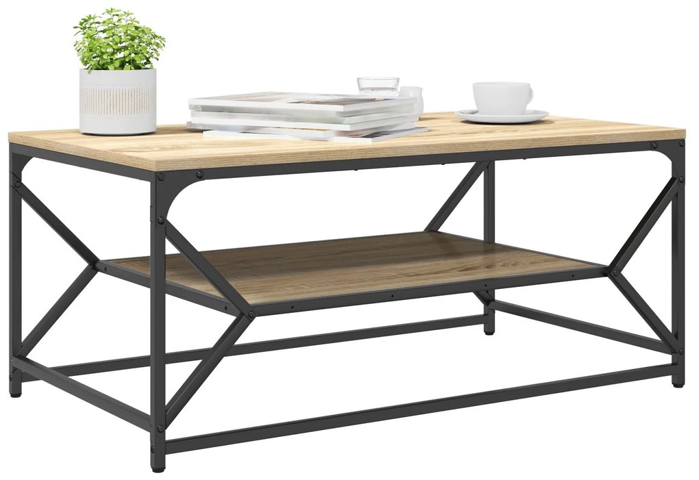 Mesa de Centro com Prateleira Carvalho Sonoma 90x50x40 cm Derivados de