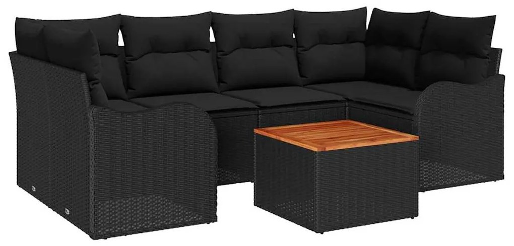 Conjunto de Sofás para Jardim 7 pcs Preto Padrão