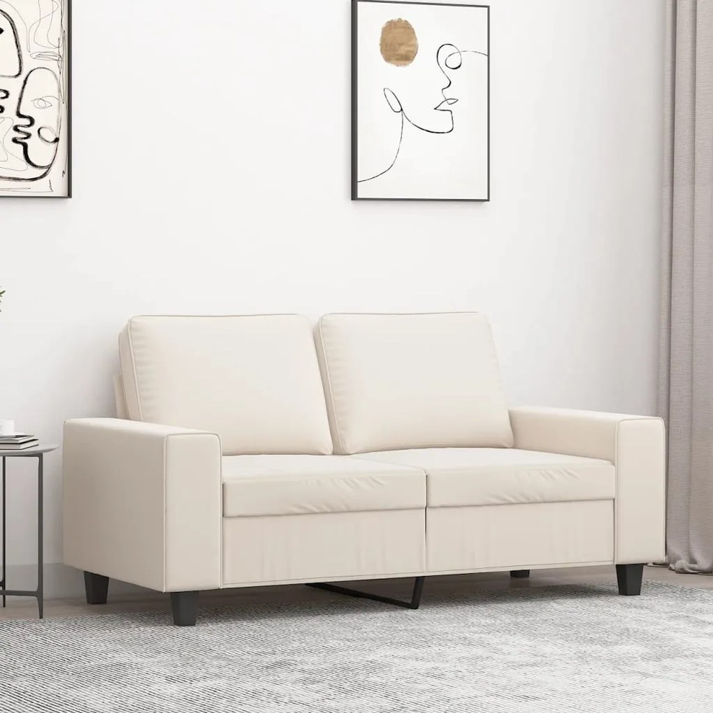 vidaXL Sofá de 2 lugares 120 cm tecido de microfibra bege
