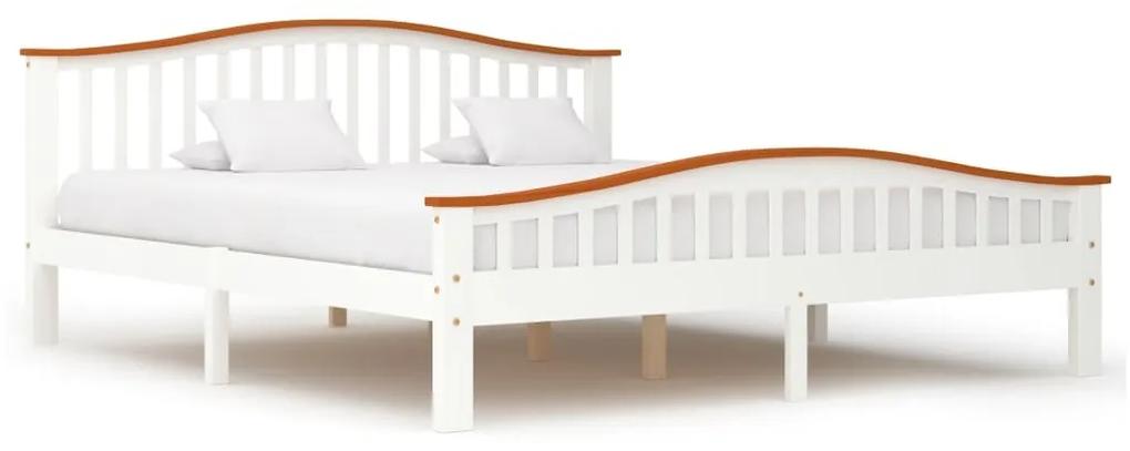 Estrutura de cama pinho maciço 180x200 cm cor branco e carvalho