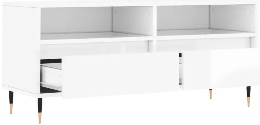 Móvel p/ TV 100x34,5x44,5 cm derivados madeira branco brilhante
