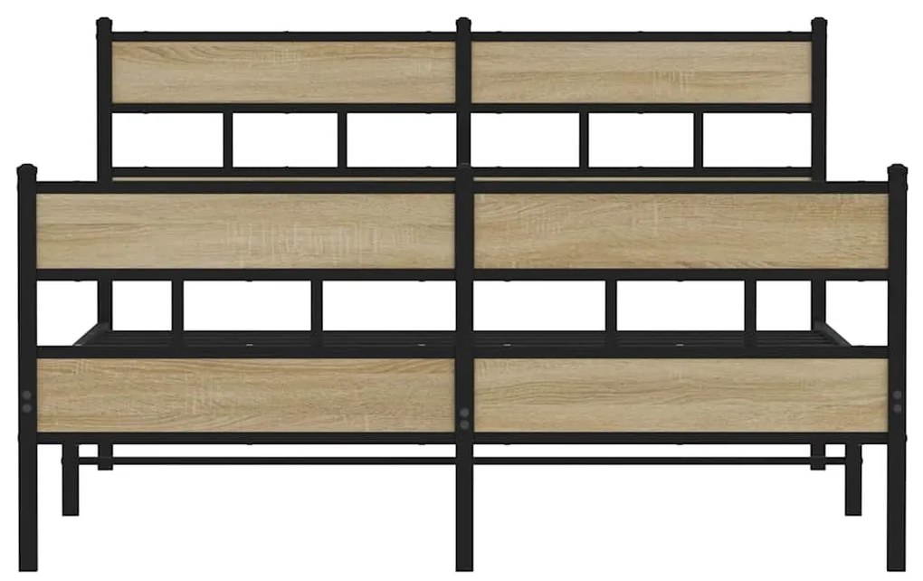 Estrutura de cama sem colchão 135x190 cm metal carvalho sonoma