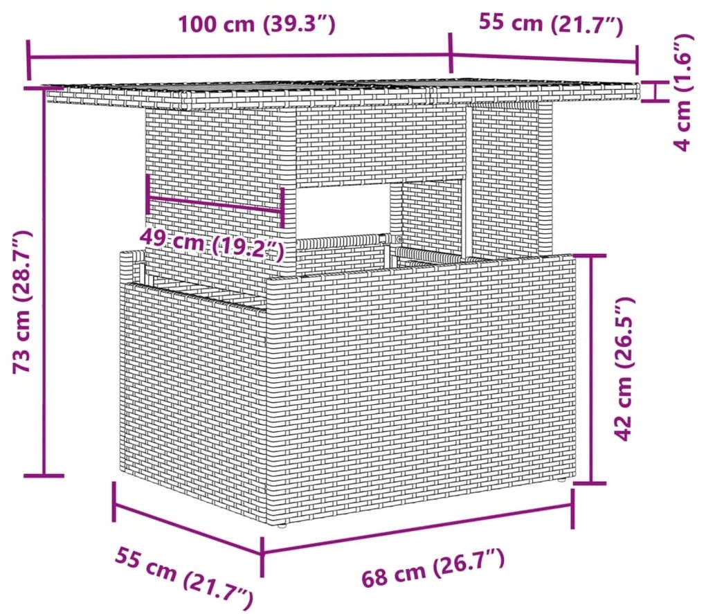 2 pcs conj. sofás p/ jardim c/ almofadões vime PE e vidro cinza