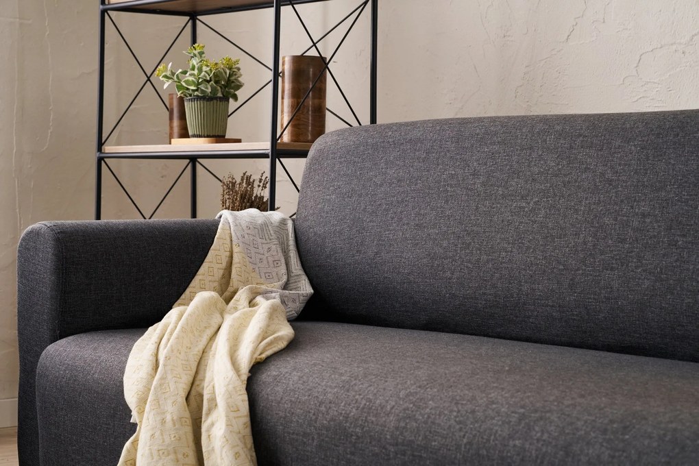 Conjunto de Sofás Noya – Antracite – Sofá de 3 Lugares: 220x87x70 cm,