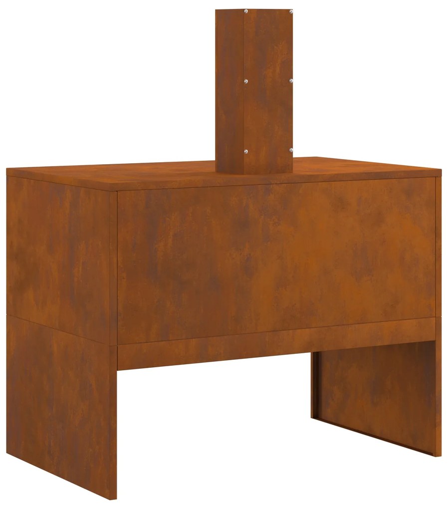 Fogueira com Chaminé 80x50x96 cm Aço Envelhecido