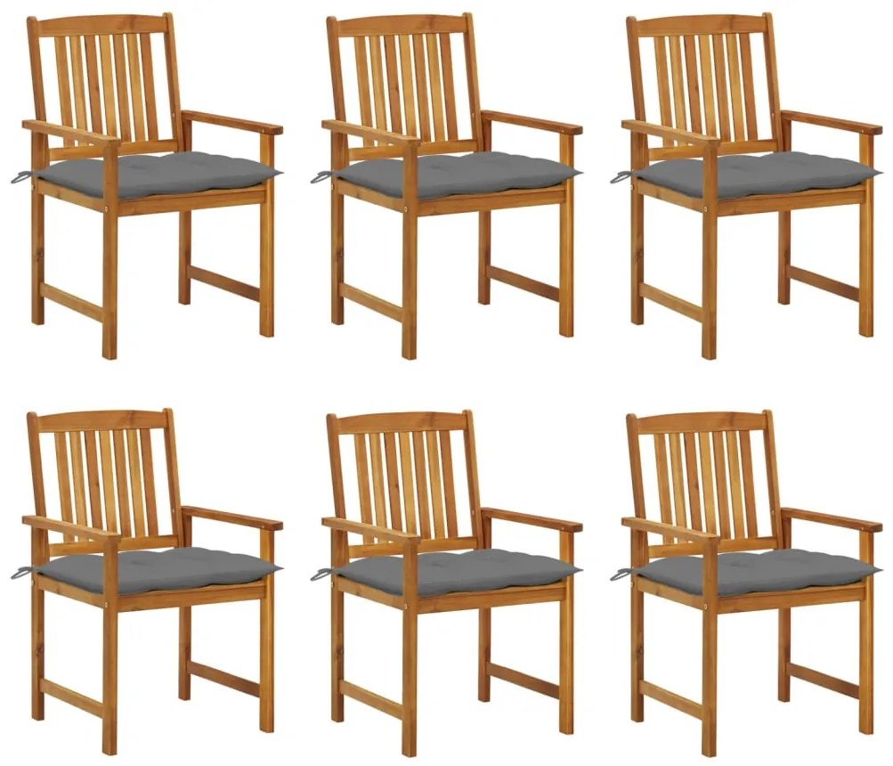 vidaXL Cadeiras de jardim com almofadões 6 pcs acácia maciça