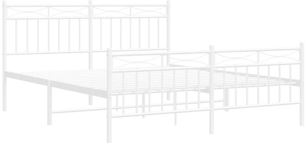 Estrutura de cama com cabeceira e pés 160x200 cm metal branco