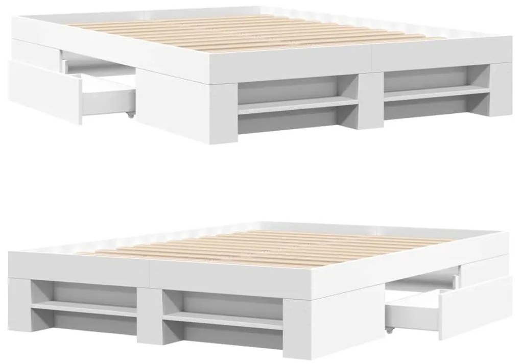 Estrutura de cama 140x190 cm derivados de madeira branco