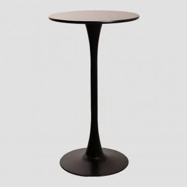 Mesa Alta Redonda Ø60 Cm Em Mdf E Metal Ivet Style Preto - Sklum