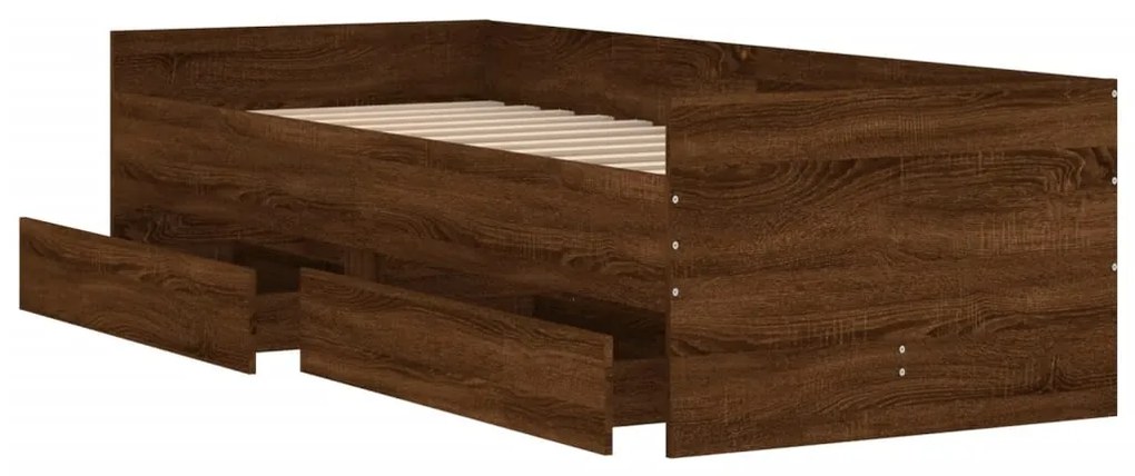 Estrutura de cama com gavetas 90x190 cm carvalho castanho