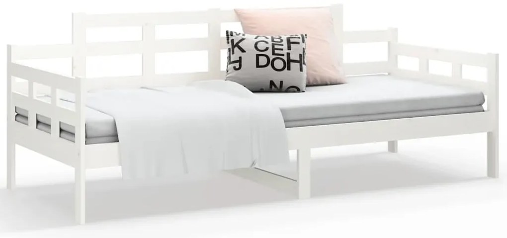 Sofá-cama 90x190 cm madeira de pinho maciça branco