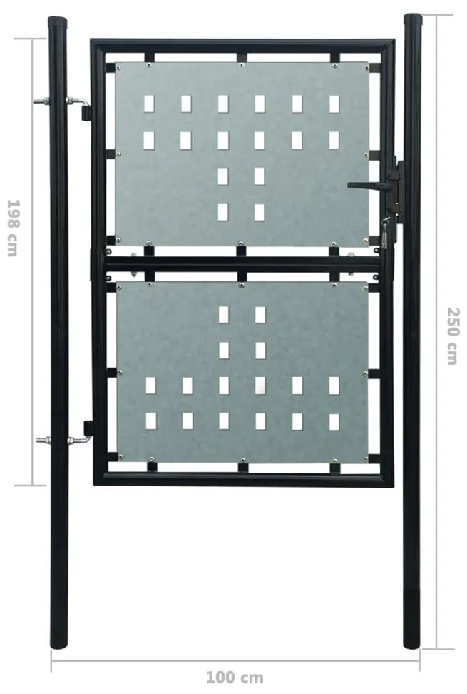 Portão de cerca com porta única 100x250 cm preto