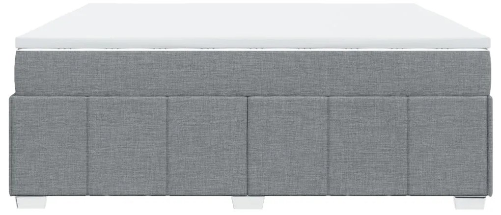 Cama com molas/colchão 200x200 cm tecido cinza-claro