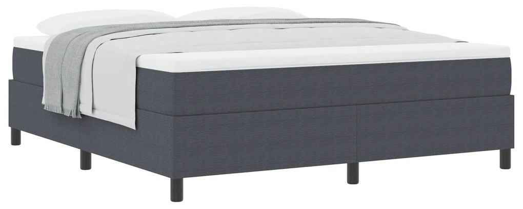 Cama Box com colchão cinza escuro, tamanho Super King, feita de tecido