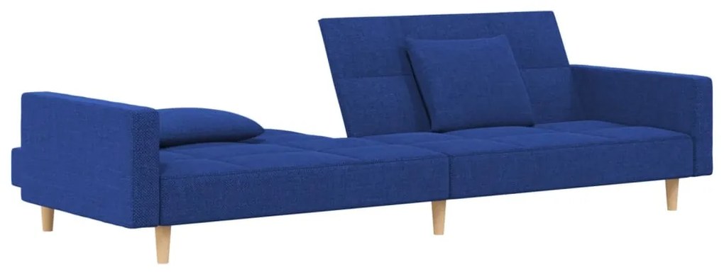 Sofá-cama 2 lugares com duas almofadas tecido azul