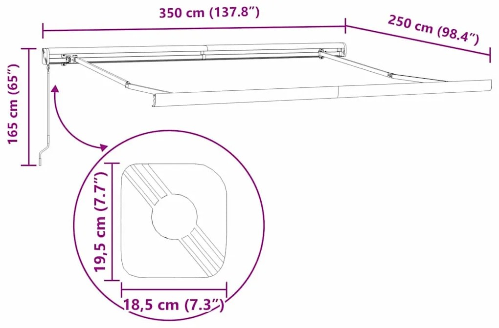 Toldo Retrátil Manual Listrado Multicolorido 350x250 cm
