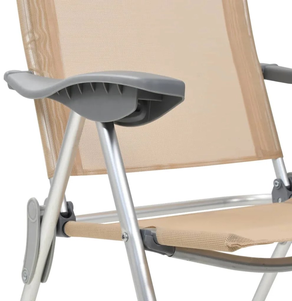 Cadeiras de campismo dobráveis 2 pcs alumínio creme