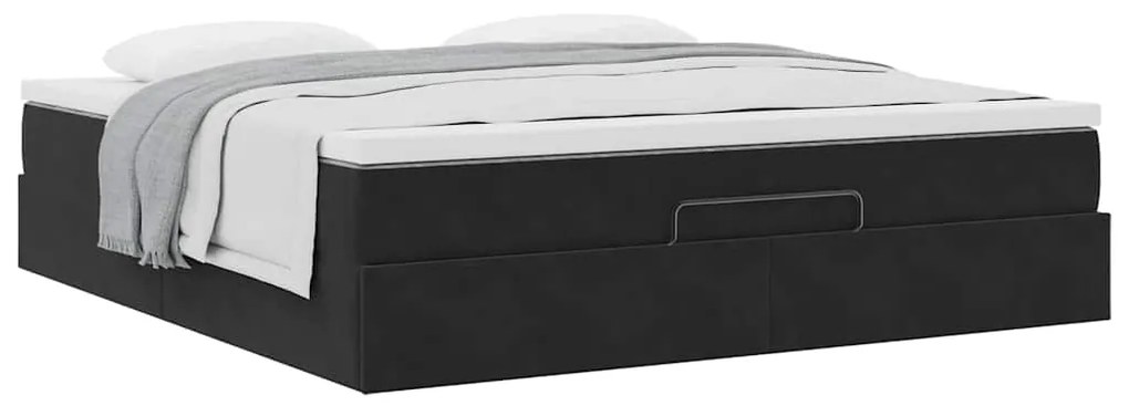 Estrutura de cama otomana com colchão 180x200 cm veludo preto