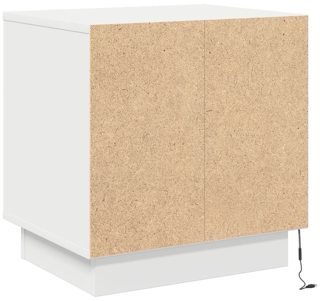Mesa de cabeceira com luzes LED Branca 44x34,5x45 cm