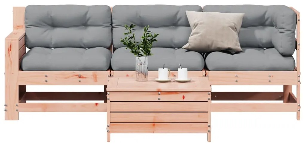 4 pcs conj. lounge jardim com almofadões madeira douglas maciça
