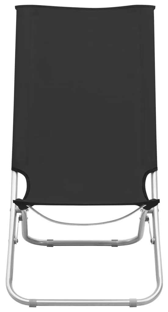 Cadeiras de praia dobráveis 2 pcs tecido preto