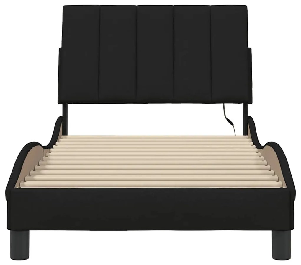 Estrutura de cama sem colchão 80x200 cm tecido preto