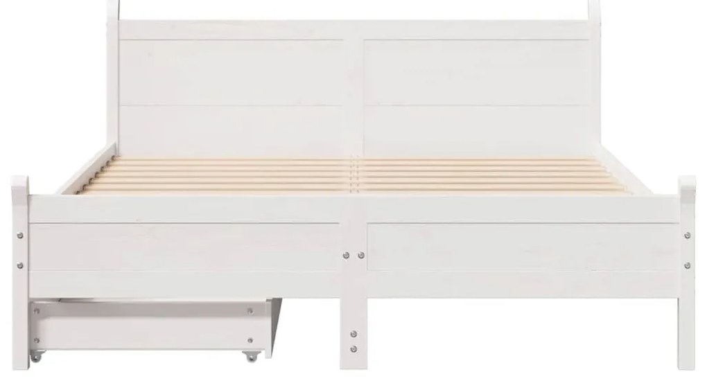 Cama sem colchão 120x190 cm madeira de pinho maciça branco