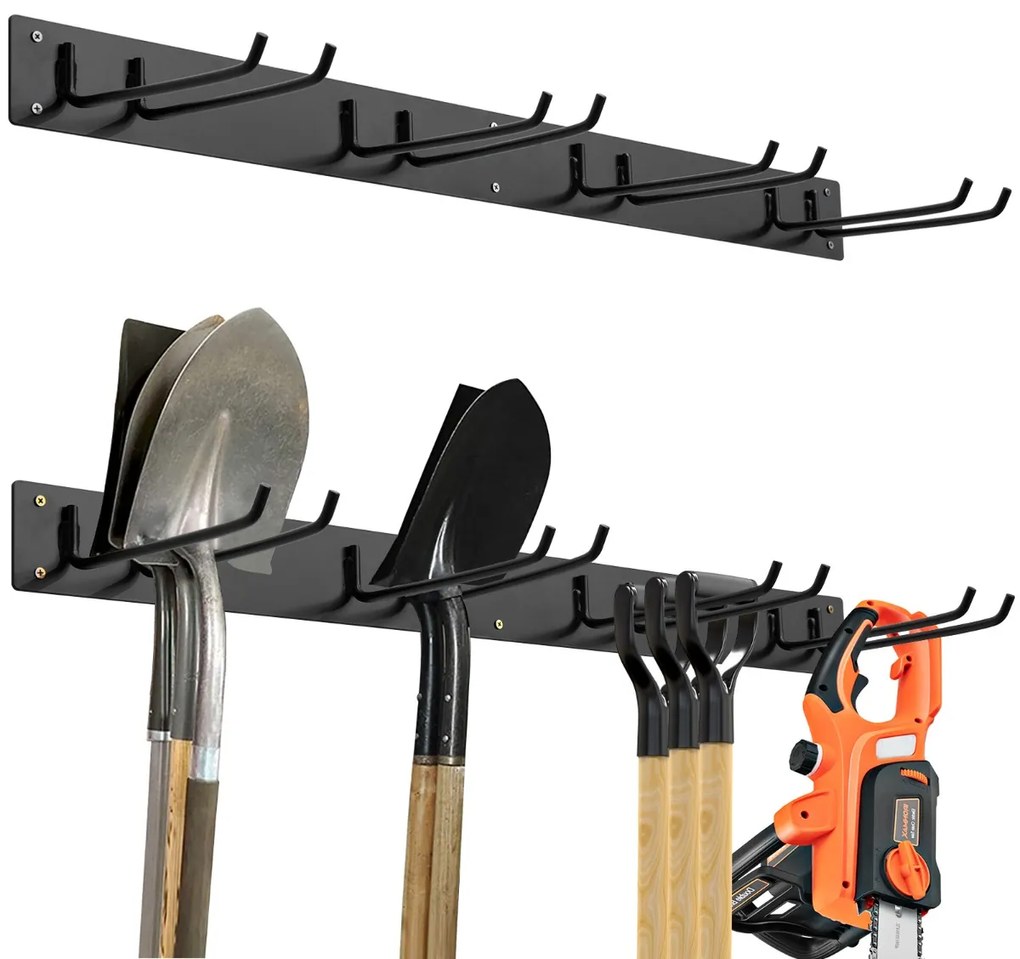 Organizador de ferramentas de jardim Estante metálica de trabalho com 8 ganchos 91 cm Montagem na parede Carga do dispositivo 150 kg