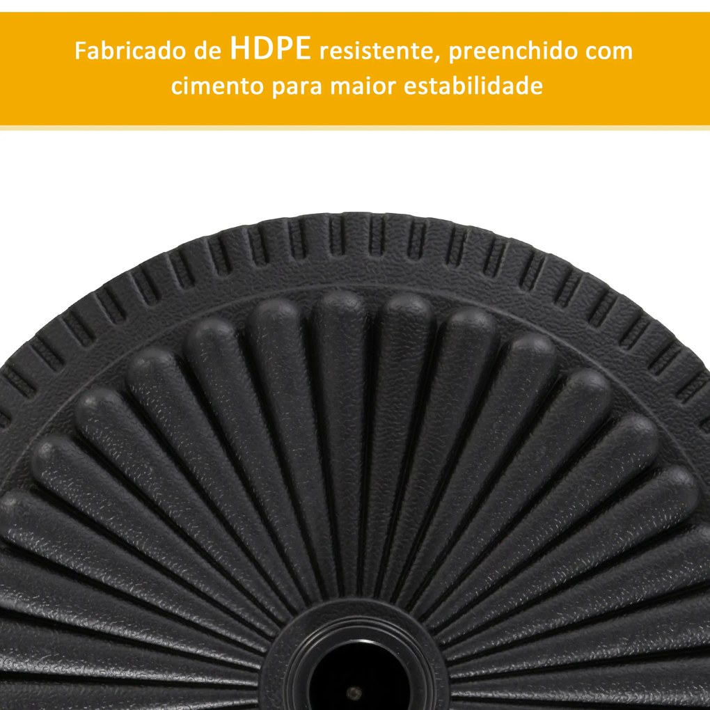 Base para Chapéu de Sol Suporte para Chapéu de Sol para Mastros de 35mm/38mm/48mm para Terraço Jardim Exterior Ø49x32 cm Preto