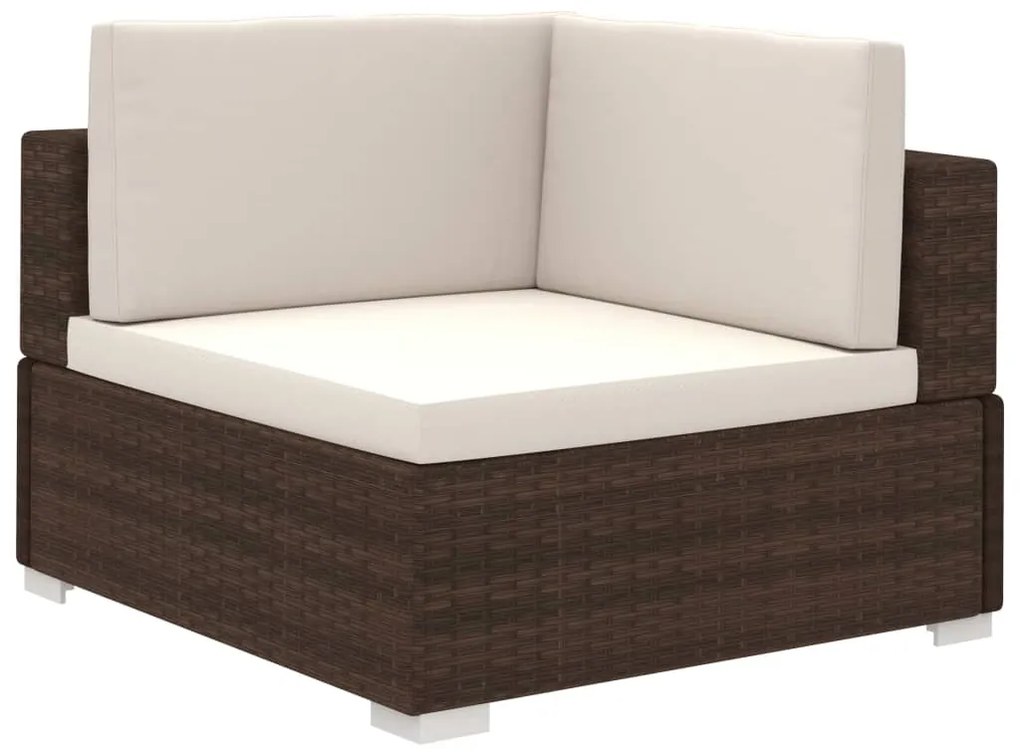 8 pcs conjunto lounge jardim c/ almofadões vime PE castanho