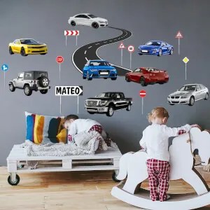 Papel parede criança - Carros com nome