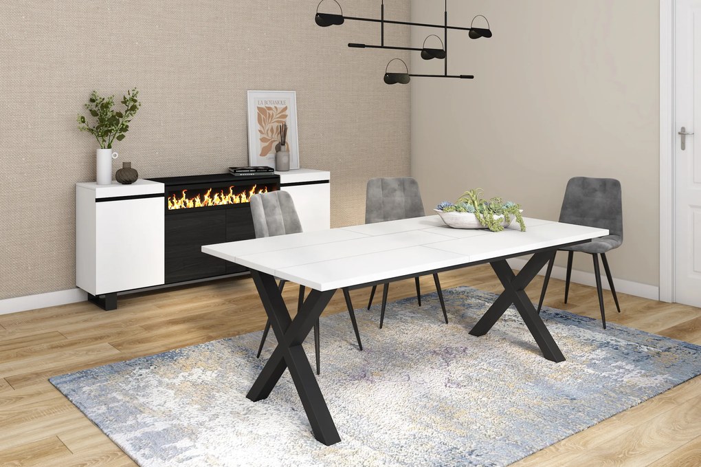 Mesa de sala de jantar | 10 pessoas | 200 | Robusto e estável graças à sua estrutura e pernas sólidas | Ideal para reuniões familiares | Branco | Esti