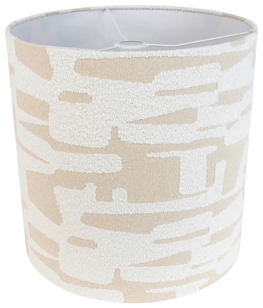 Abajur de tecido branco com riscas bege 40/40/40