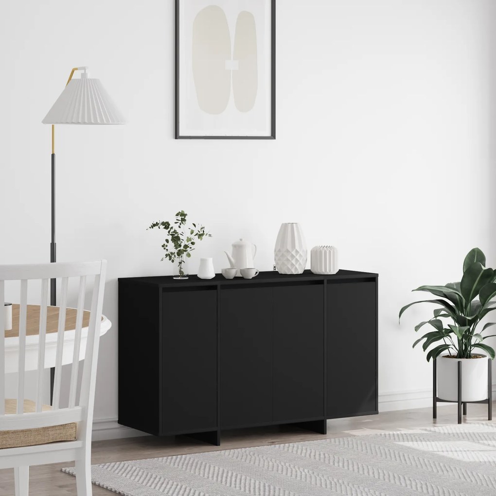 vidaXL Aparador Preto Preto Madeira engenheirada 120 x 41 x 75 cm