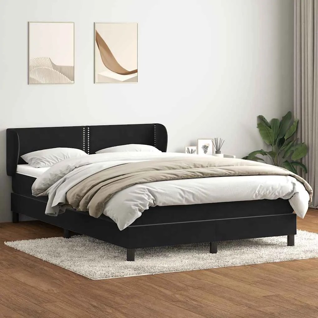 vidaXL Cama com molas/colchão 160x220 cm veludo preto