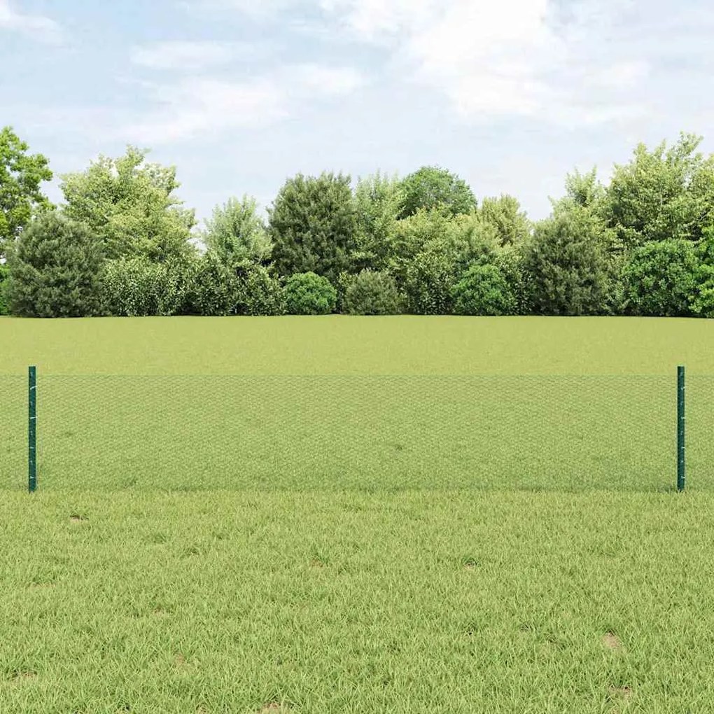 Posts de Cerca vidaXL 11 pcs U-Channel Verde 40 cm Aço