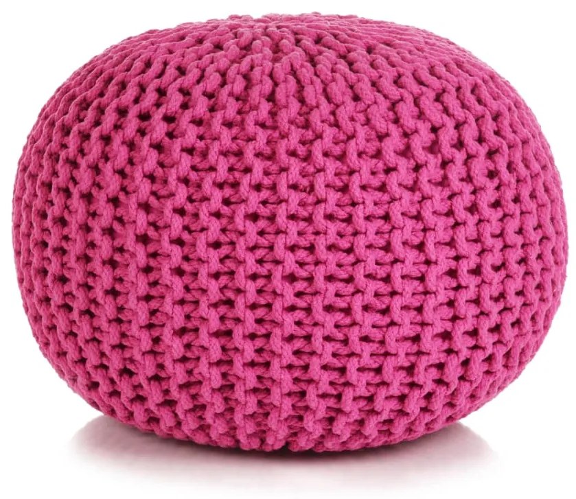 vidaXL Pufe tricotado à mão algodão 50x35 cm rosa