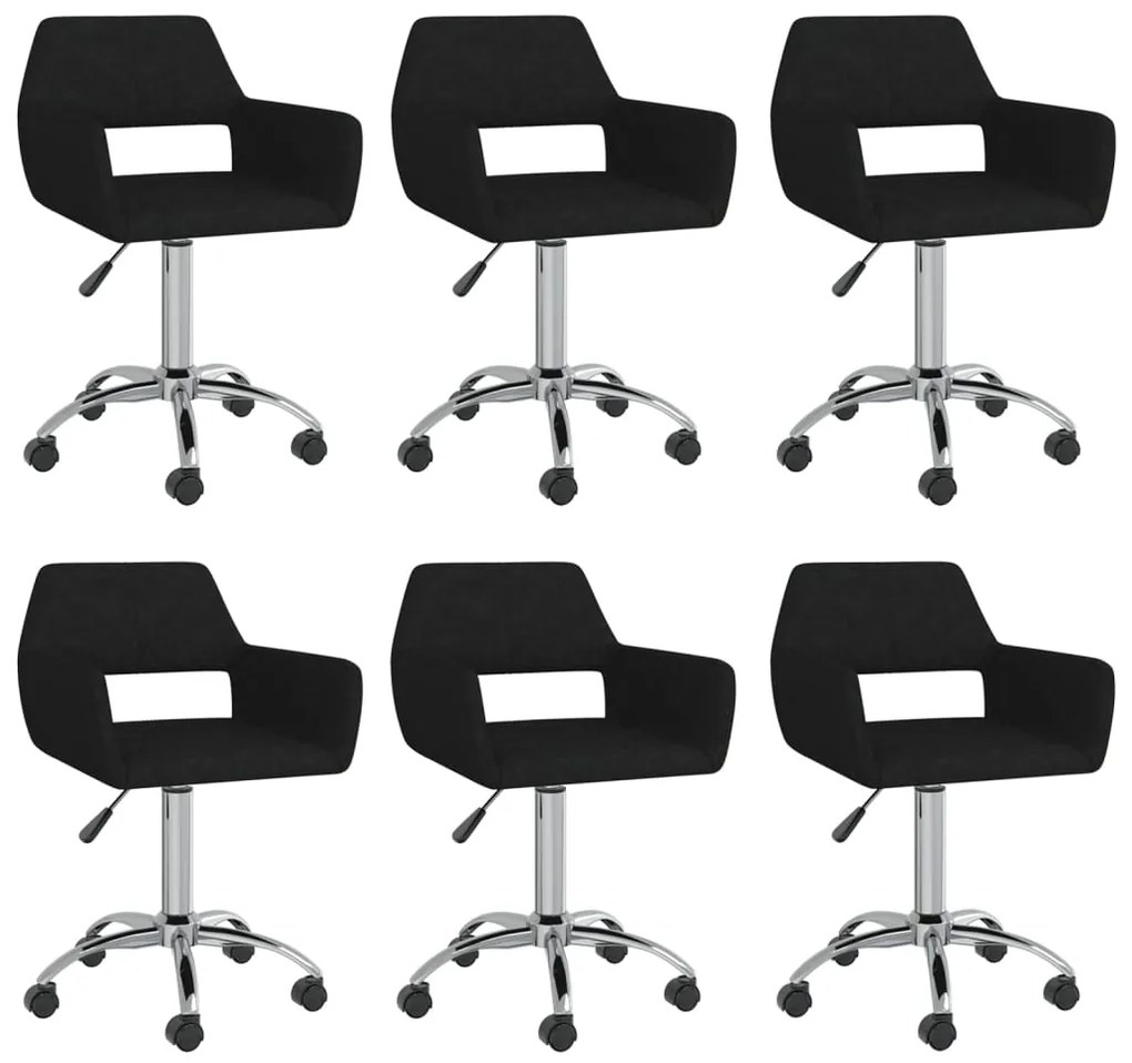 vidaXL Cadeiras de jantar giratórias 6 pcs tecido preto